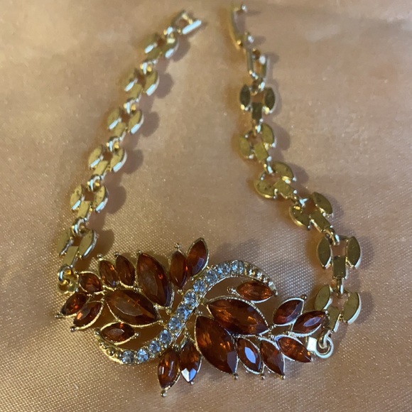 TENNIS BRACELET GEMSTONES GOLDEN CHAIN - Picture 2 of 4